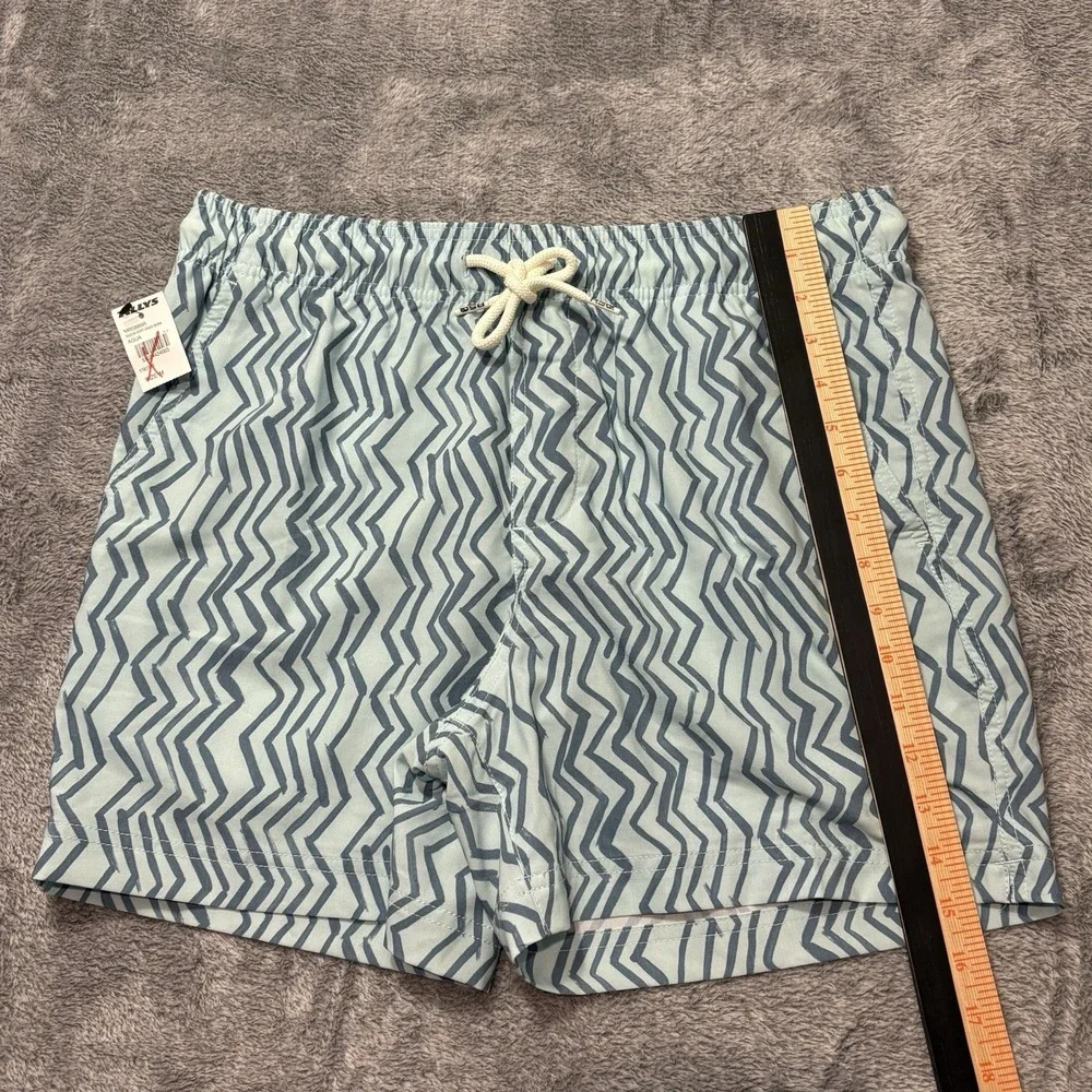 RSQ‎ Swim Trunks Men Medium Aqua Zig Zag Pattern 5